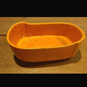 Mid Century Upco Orange Ceramic Wavy Planter